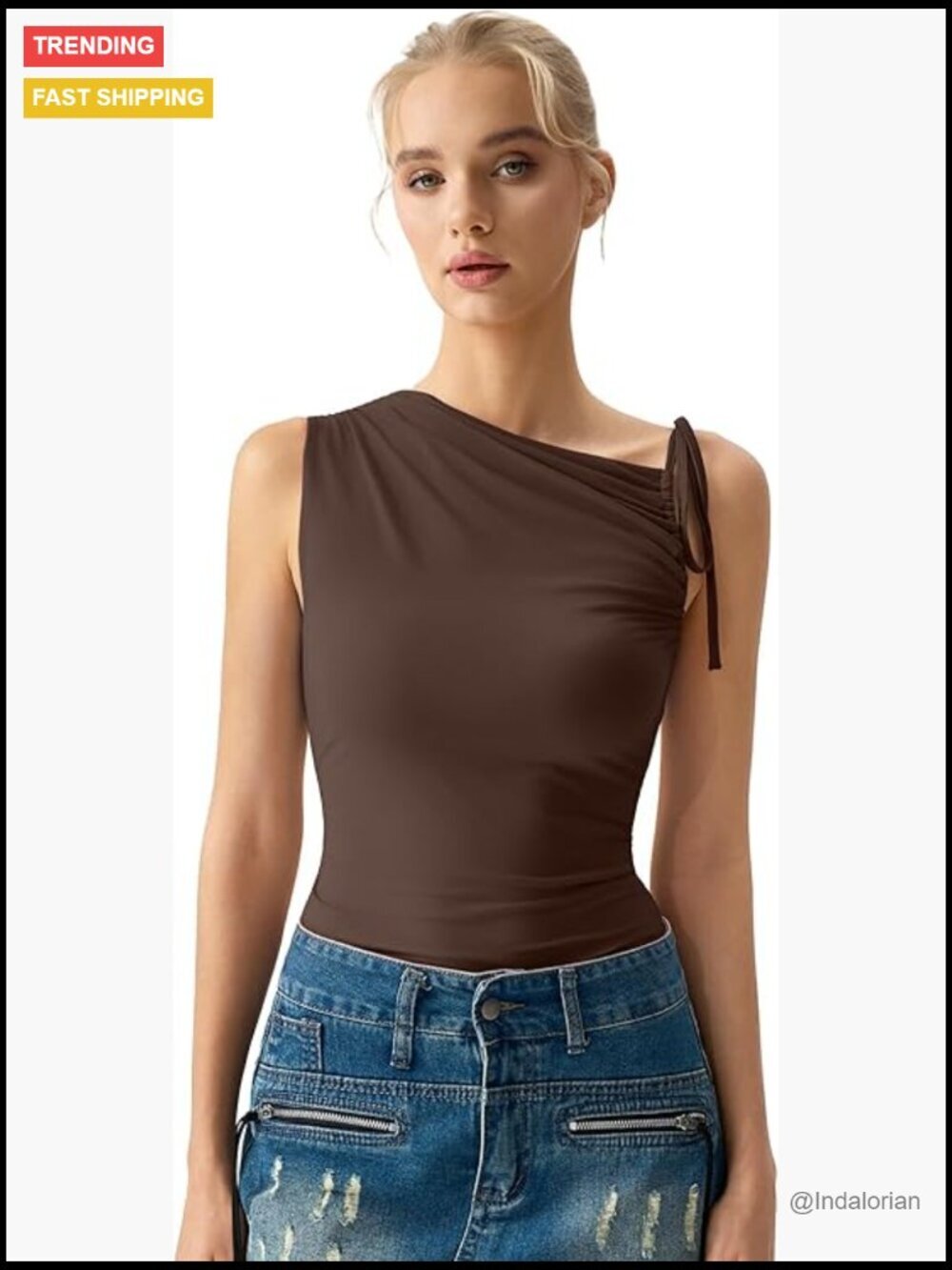 Sleeveless High Neck Crop Tank Top Double Lined Going Out Shirt Summer